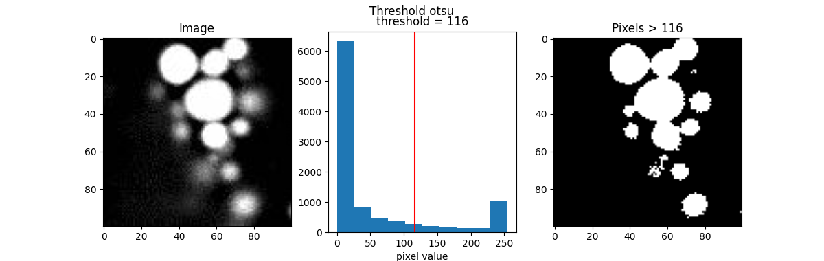 Threshold otsu, Image, threshold = 116, Pixels > 116